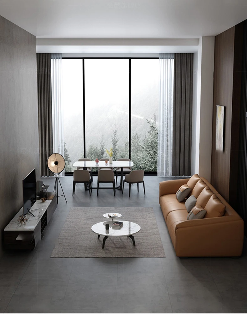YASITE Modern ModularTop Grain Italian Corner Sectional Leather Sofa Set With Low Armrest
