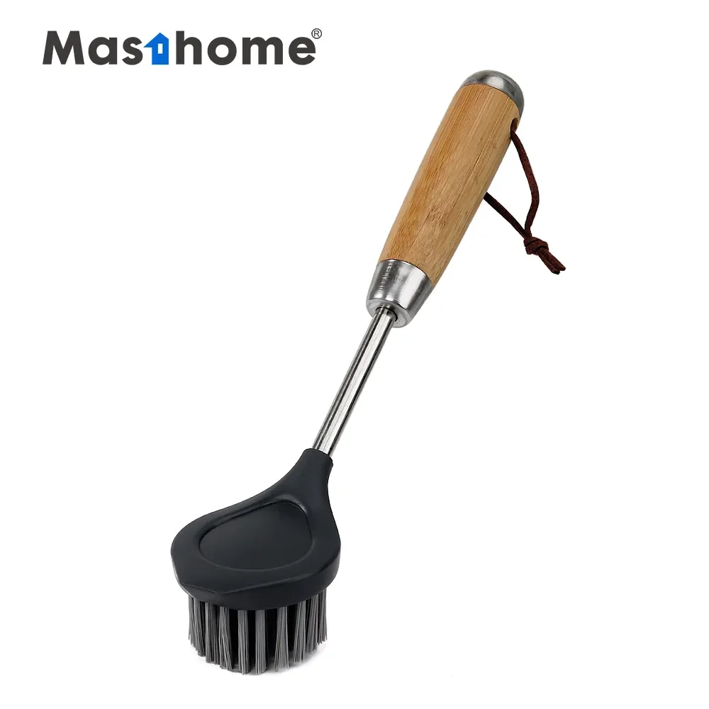 Masthome Bamboo & Stainless Steel Series Dustpan And Brush Set Dustpan With Brush