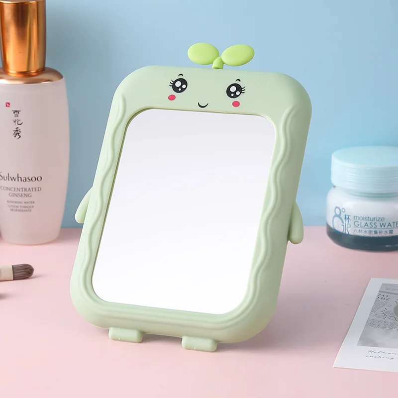 Wholesale Cute Cartoon Desktop Makeup Mirror Girl Dormitory Foldable Table Cosmetic Square Doll Mirrors