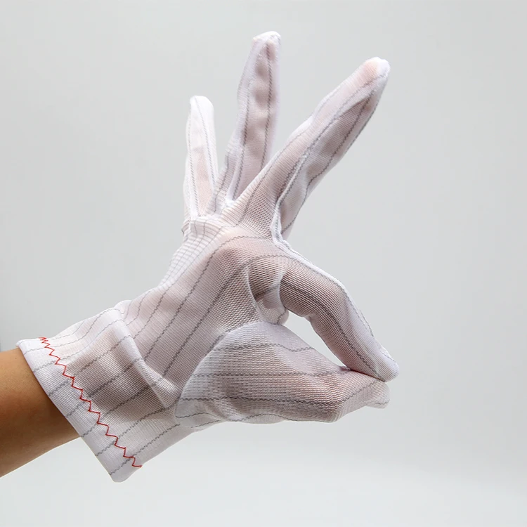 
high quality Clean room ESD Anti-static striped gloves with double-sided 