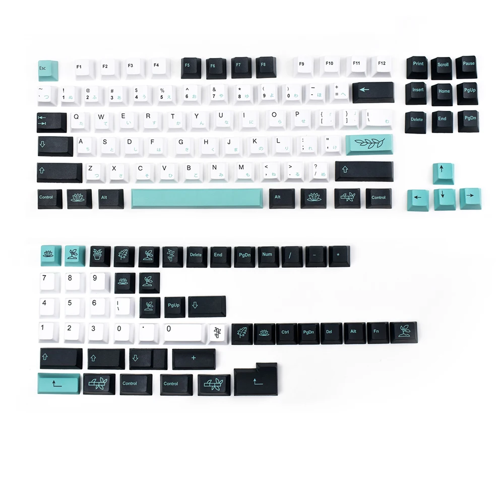 137 Keys PBT OEM Profile Custom Keycap Japanese Characters Botanical Theme Keycaps for Gaming Keyboard Mechanical 137 Keys