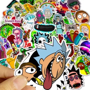 50Pcs Cartoon Rick And Morty Anime Sticker Hydro Flask Label Printing Notebook Wall Car Laptop Luggage Kids Anime Stickers