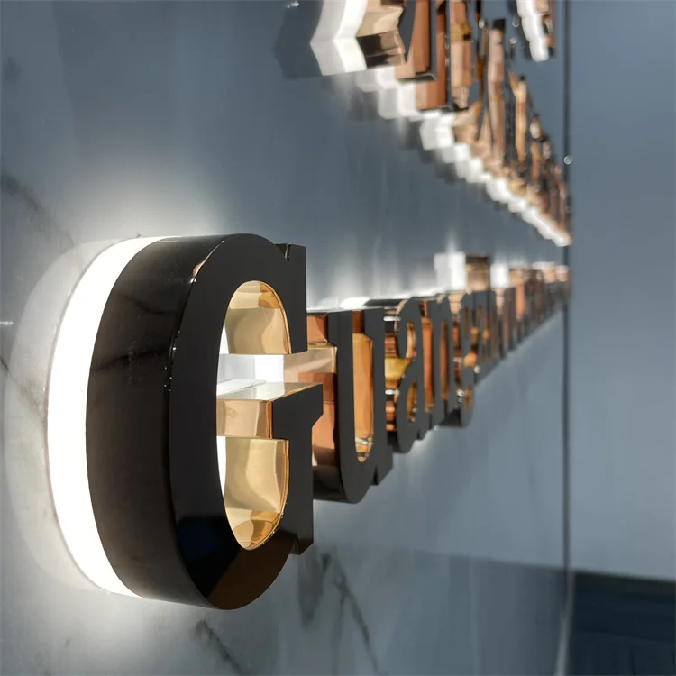 Customized Brushed Chromed Stainless Steel Small Acrylic Led Backlit Channel Letters for Shop