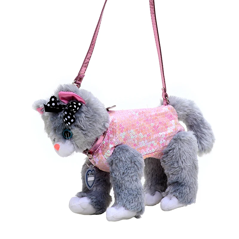 custom cat plush shoulder bag kids crossbody sling bag and purses girls handbag