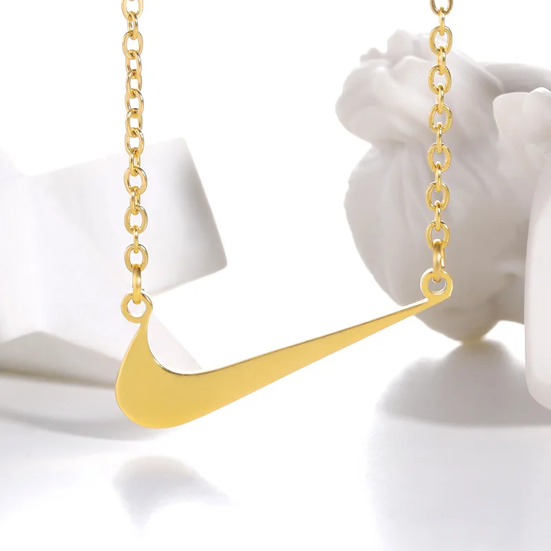 New hypoallergenic street hiphop jewelry Swoosh Necklace jewelry tick pendant stainless steel designer jewelry famous brands