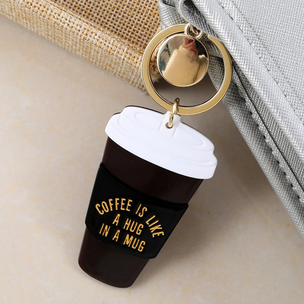 personalized black coffee cup customized acrylic keychain for promotion