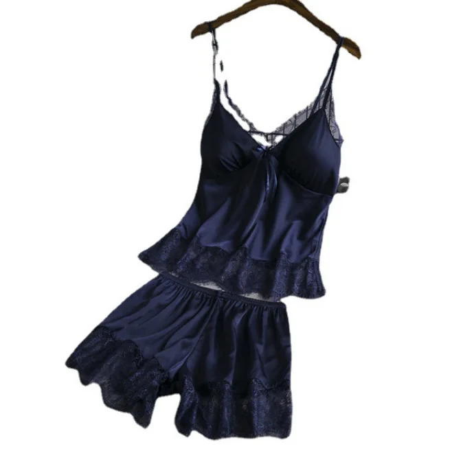 New Sexy Bra Suit Lace Women S Pajamas Ladies Lace Suit Nightdress with Chest Pad