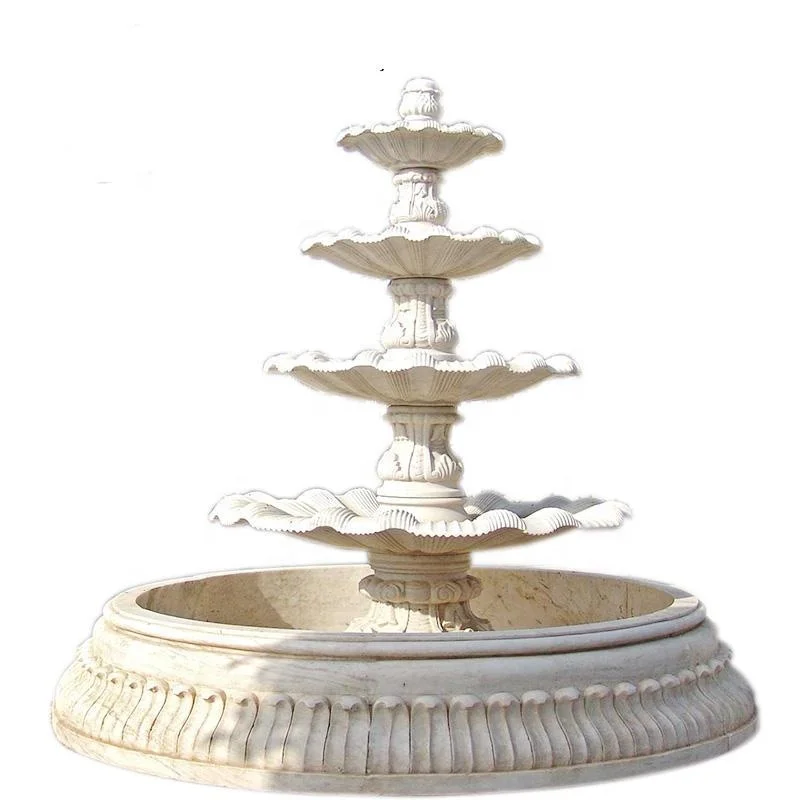 garden white marble stone bowl basin 4 tier water fountain