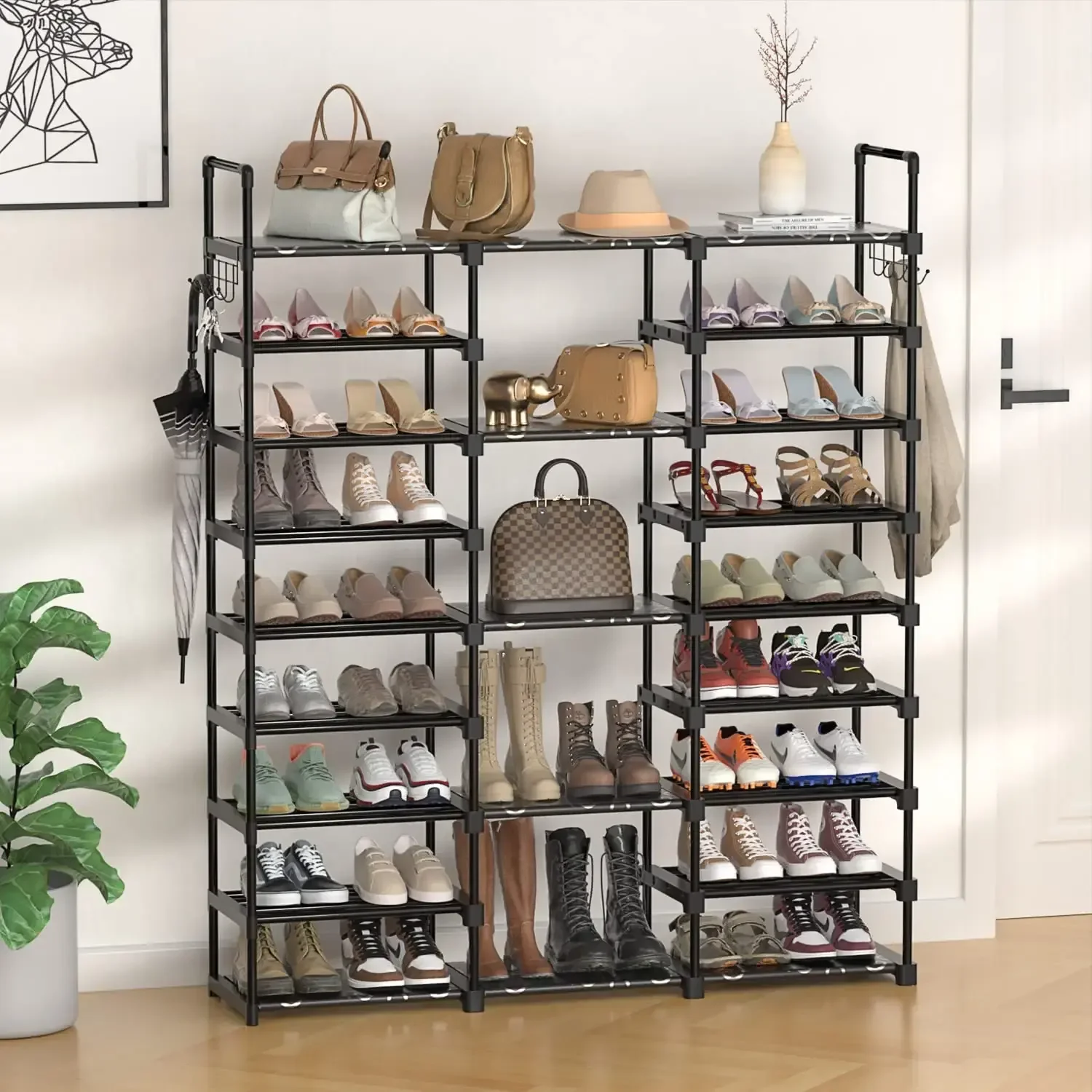 Factory Price Adjustable Metal Shoe Rack Easy install Storage Organizer for Home Living Room Bedroom