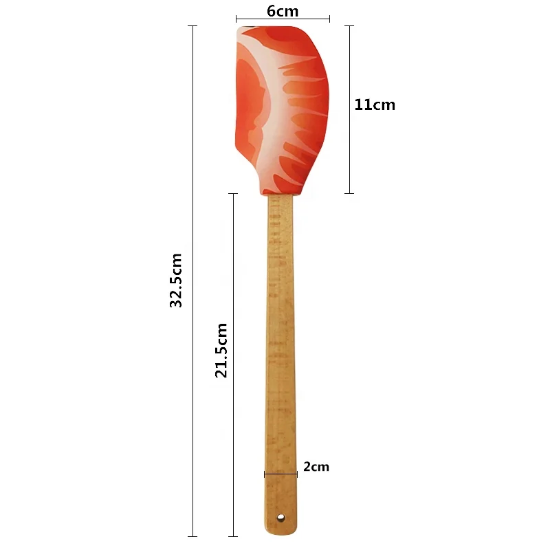 Custom wood handle silicone spatula digital Printing Silicone Spatula Baking Spatula