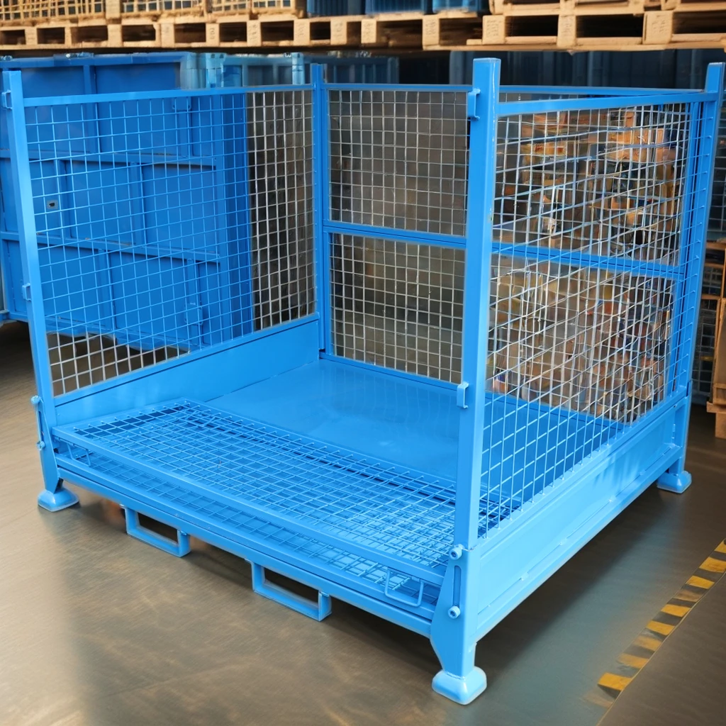 CASE CARTER OEM  Foldable Steel Turnover Box Storage 800mm*1200mm Container Metal Cage Pallet Used with Forklift
