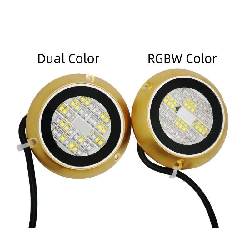 60W 120W Dual Color ON/OFF Switching Color Bronze Swimming Pool IP68 Waterproof Boat Marine LED Under Water Lights