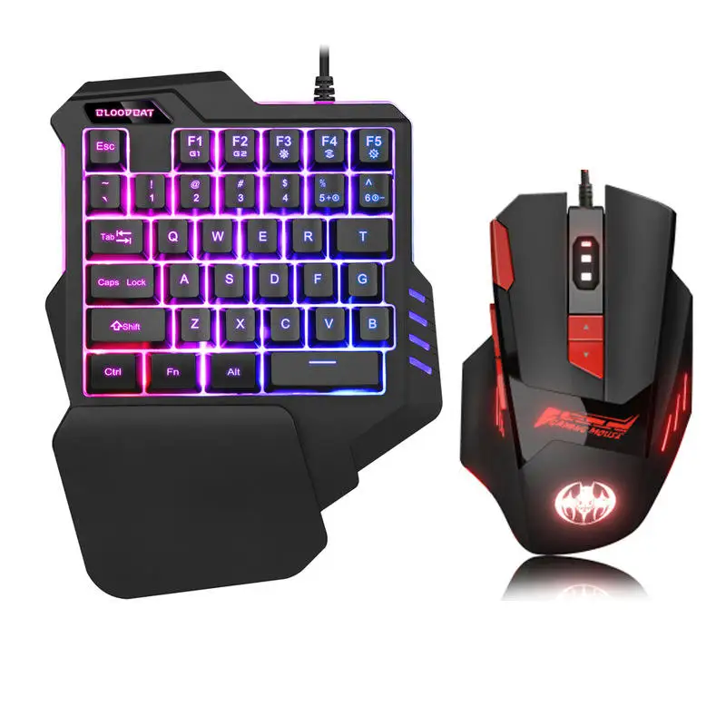 Mini gaming keyboard mechanical RGB one hand keyboard and mouse combo for mobile