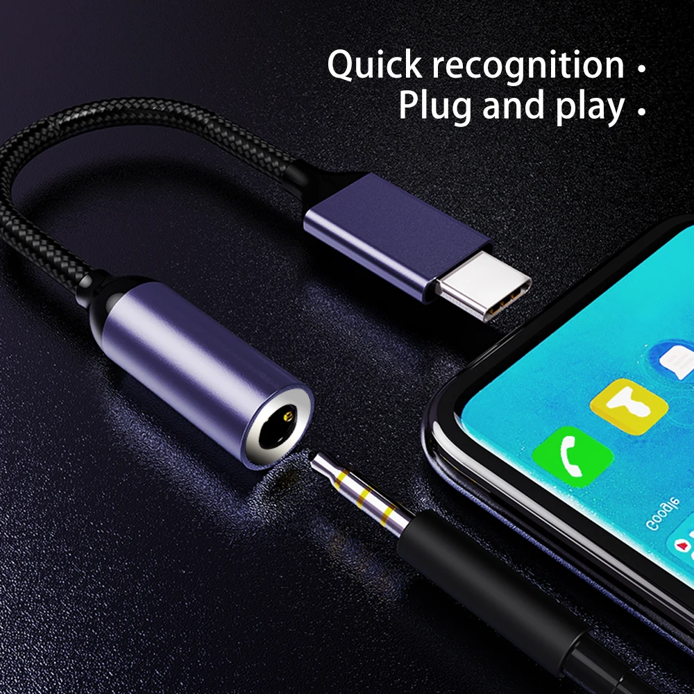 TypeC на 3 5 мм аудио адаптер mmJack Aux плетеный кабель наушники для Iphone 15 Huawei Jack