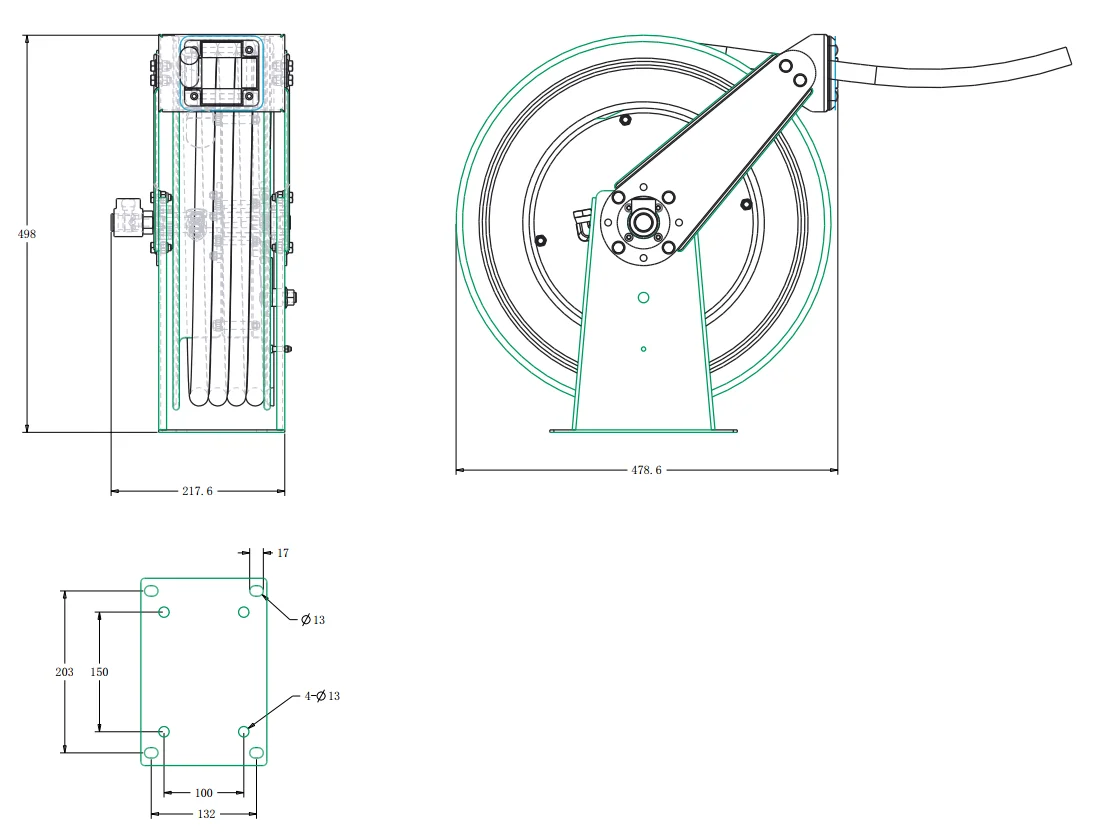 DLC650 OHP  -3/8 in. x 50 ft. 276bar  Sring Hose Reel--REELCRAFT,steel hose reel, oil hose reel