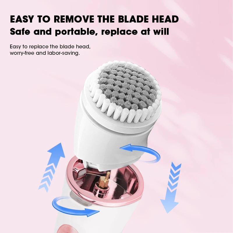 KS-1002 Lady Skin Care 6 in 1 Hair Removal Epilator Painless Rechargeable Epilator for Women Face Massage and Body Exfoliator