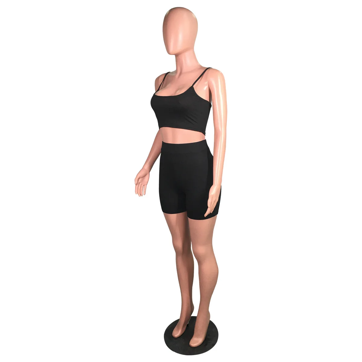  10 Colors Tank Tops Fashionable Vest Women Blouses Casual Wear Plain Crop Top and Skinny Booty Shorts 2 Piece