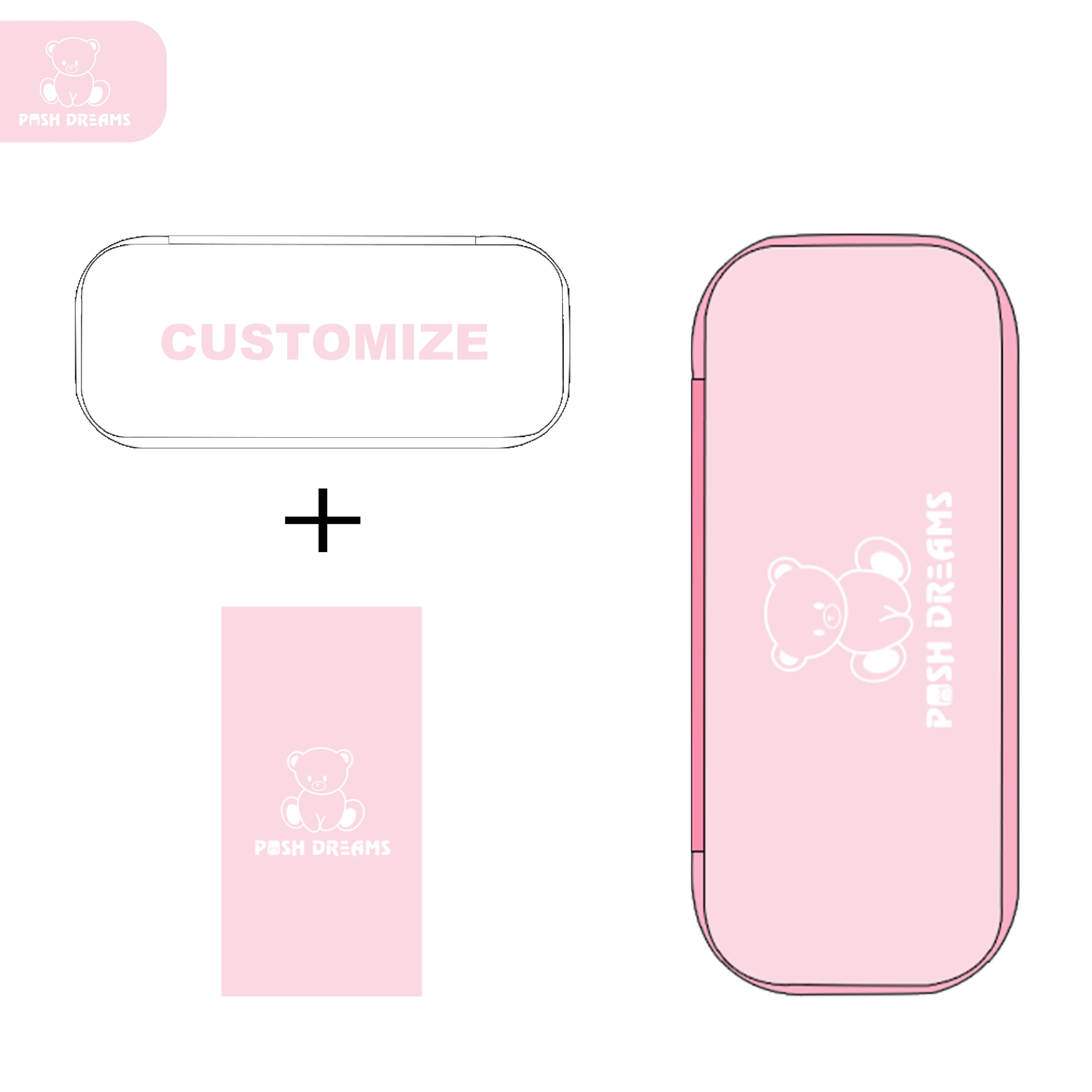 POSH DREAMS  Customizable pattern logo large capacity 3d eva cloth cartoon pencil case canvas pu pencil pouch