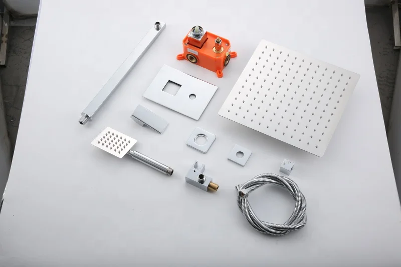 
silver bathroom shower hot and cold shower mixer in wall mounted rain concealed shower set 