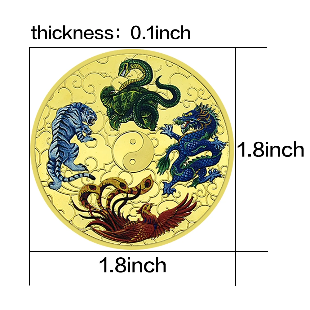 China The Four Symbols Commemorative Coin Blue Dragon White Tiger Challenge Coin