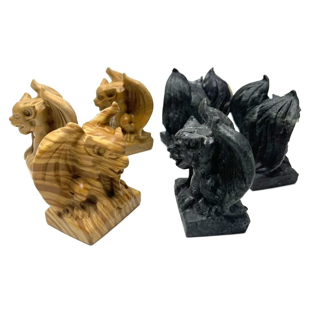 Wholesale natural hand carved art sculpture garden statue gargoyle crystal crafts for meditation decor