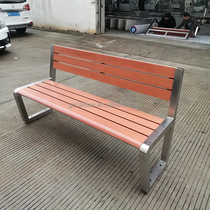 Factory wholesale leisure outdoor benches wooden metal bench seat for parks and plazas