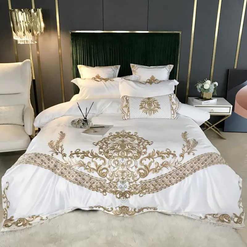 
Factory Wholesale European style 60S luxury Pure Cotton Embroidery Bedding set Four-piece set 