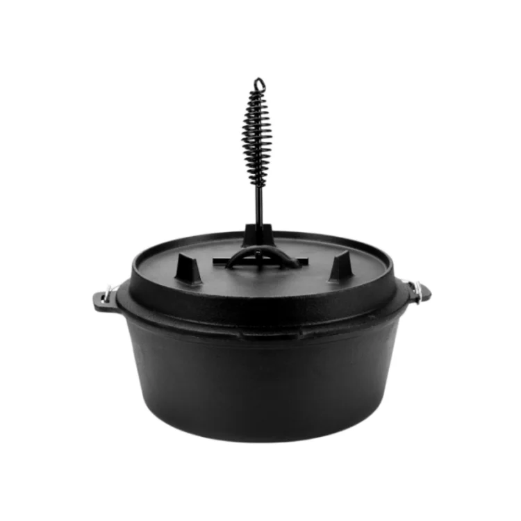 Nonstick Large Cast Iron Casserole Cooking Pot Outdoor Cookware Camping Dutch Oven With Skillet Frying Pan
