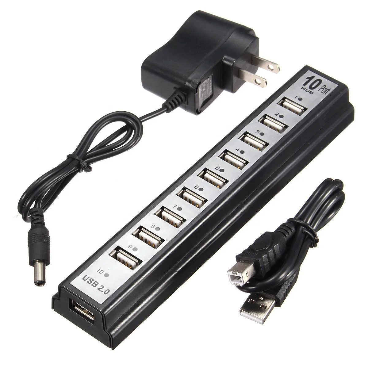Высокоскоростной концентратор 480 Мбит/с 10 в 1 USB 2 0 адаптер питания портов Разветвитель Usb зарядное устройство для компьютера