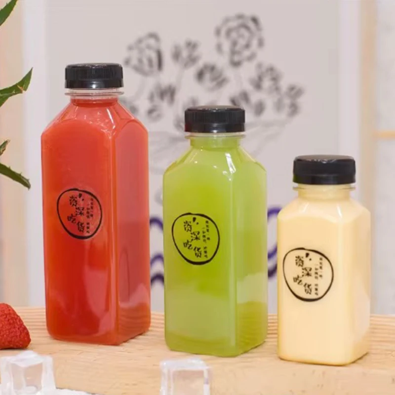 2oz 4oz 8oz 12oz 16oz 32oz plastic PET bottle square juice bottle beverage bottle