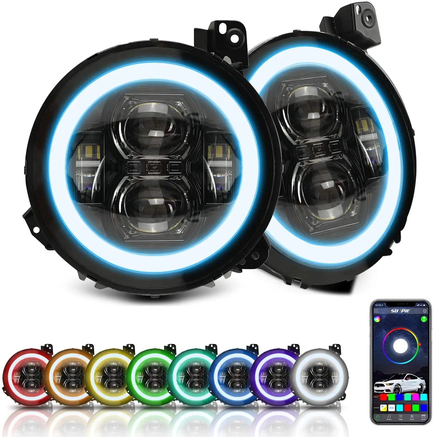 Модернизированные 9 дюймовые светодиодные фары RGBW Halo для 2018 2019 2020 Jeep Wrangler JL JLU 2019 2020 гладиаторы JT