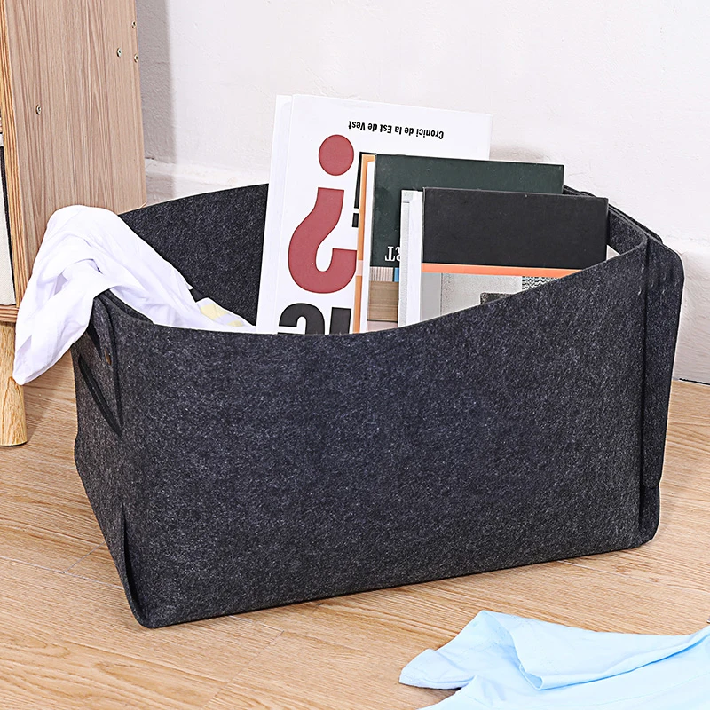 Multifunction Storage Basket Foldable Storage Bag  Felt Laundry Basket Organizer with handles for Home