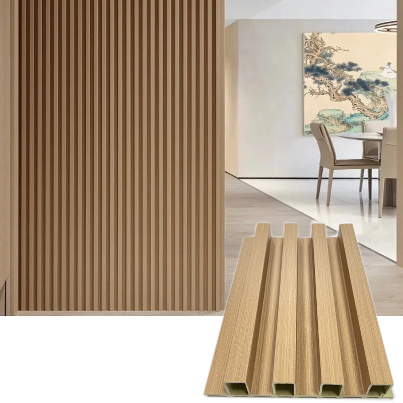 Grooved Grille Background Wood Plastic Composite Interior Decoration Wall Cladding WPC Fluted Panel WPC PANEL