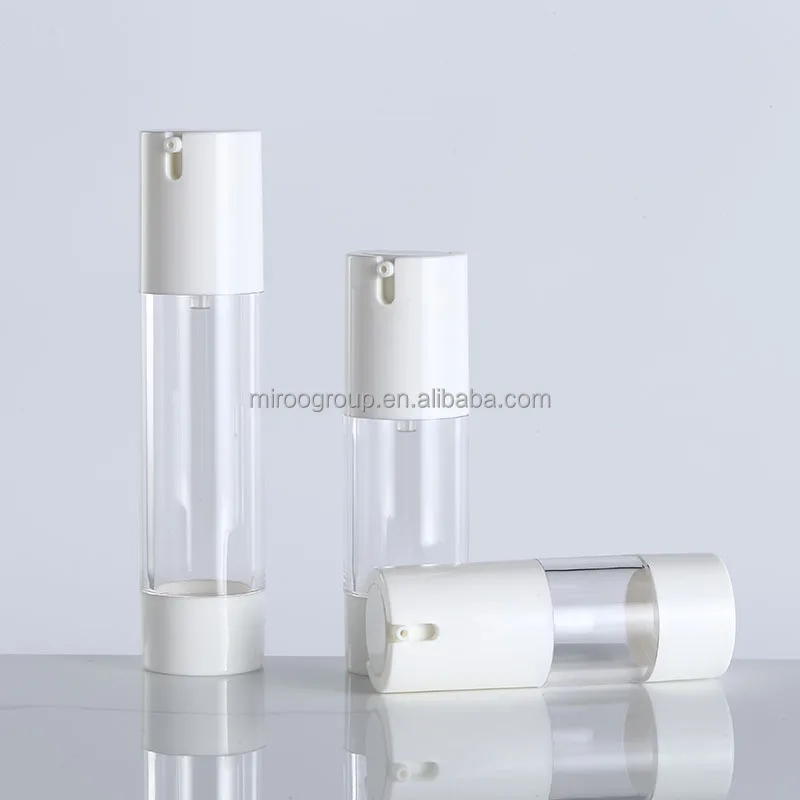 cosmetic packaging 15ml 20ml 30ml 50ml clear frosted airless vacuum bottle/tubes with pump sprayer