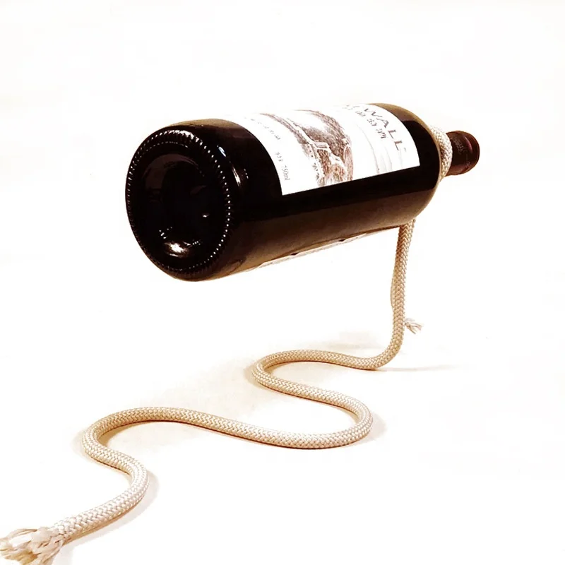 Creative Design Wine Bottle Holder Restaurant Store Desktop Cabinet Decor Magic Floating Rope Wine Metal Rack