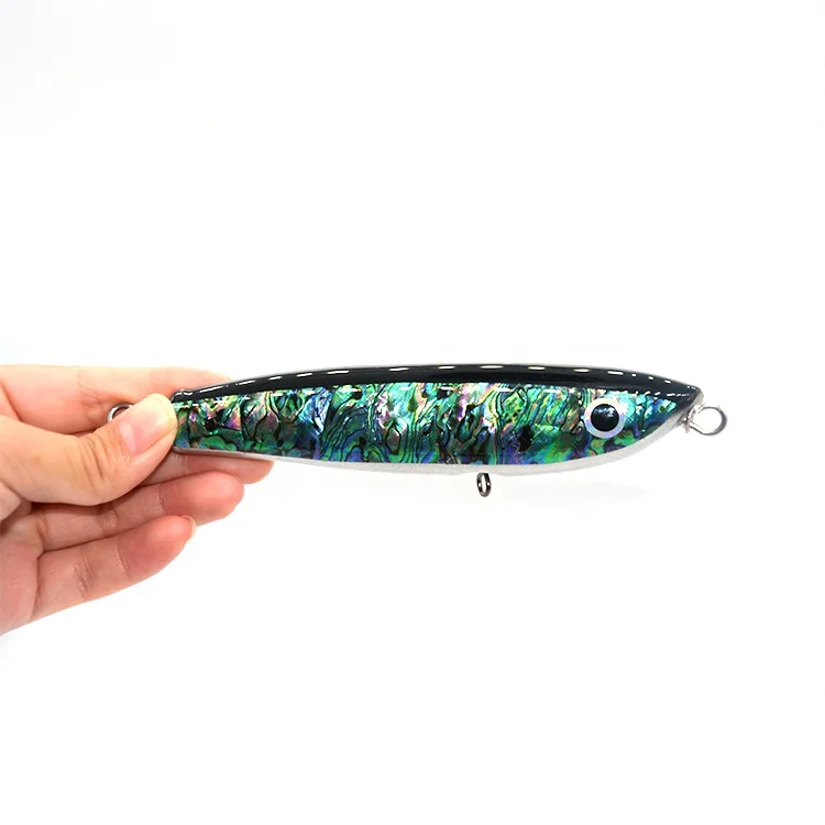 TAKEDO Wholesale High Quality RX06 13cm 35g Abalone Shell Stick Sait Lure  Bass  Topwater Lures Wood Fishing Lure