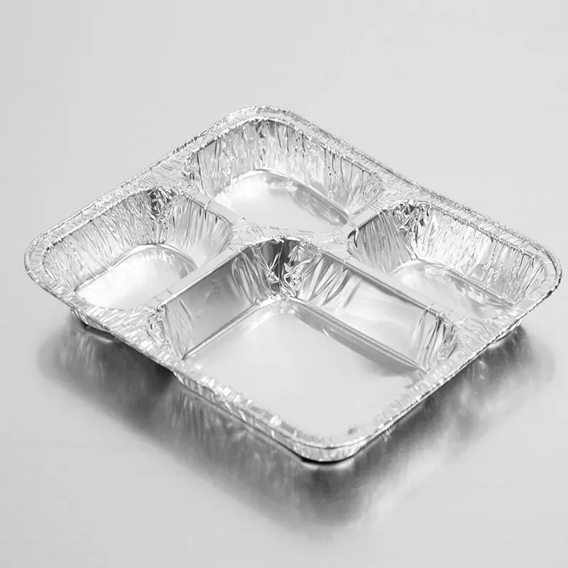 Disposable Aluminium Foil Baking Trays With Lids/2 Compartment Pan