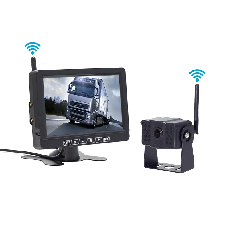 7 inch Rear View Camera Wireless with IR Night Vision Touch Button DVR Monitor  HD 720P  for RV Trailer Truck Bus