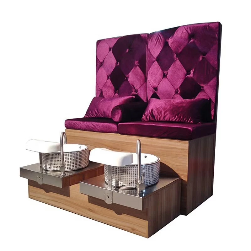 Solid wood two-seat pedicure chair 2022 New Foot Spa Salon Beauty Pedicure Bench No Plumbing Pedicure Chairs