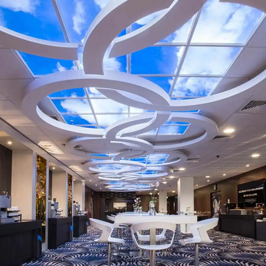 Романтический Пейзаж голубое небо облако зеленое дерево потолочная лампа 40 Вт 60x60 см Светодиодная панель с дистанционным управлением