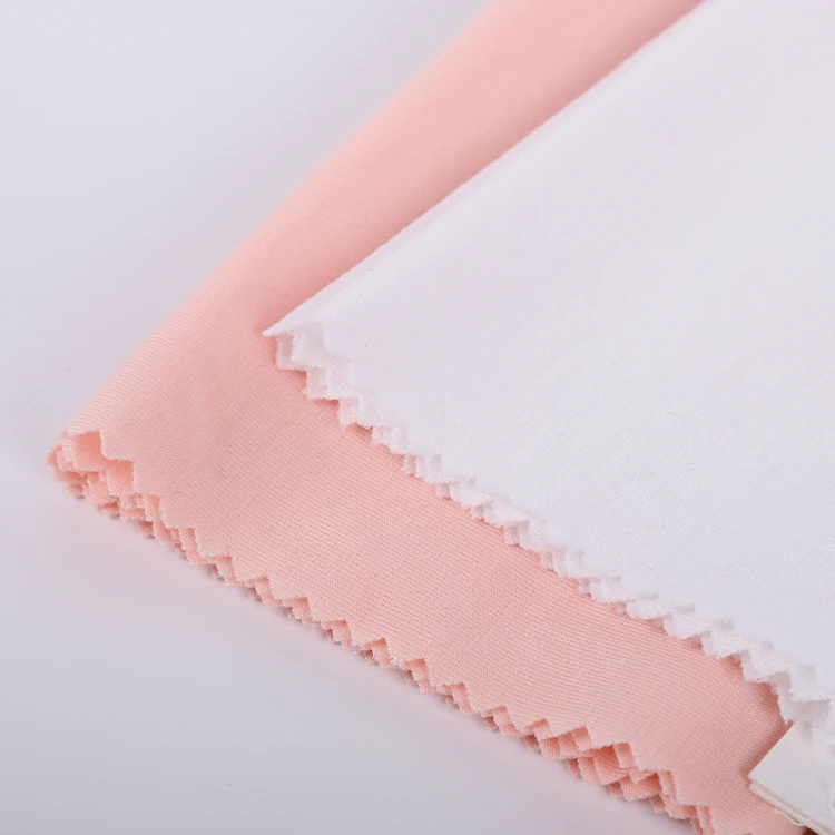 
Wholesale Customized Pink Plain 62% Polyester 33% Rayon 5%Spandex Viscose Knitting Jersey Fabric 