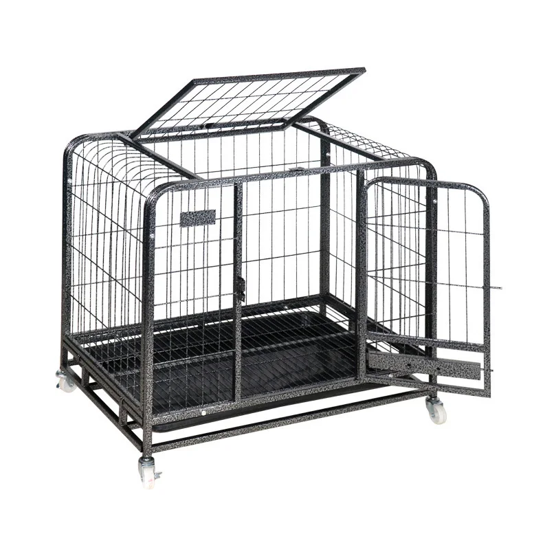 Factory Direct Selling Double Door Wire Small Rabbit Dog Crate Large Heavy Duty Wheels Metal Stainless Steel Pet Cages Dog Kenne