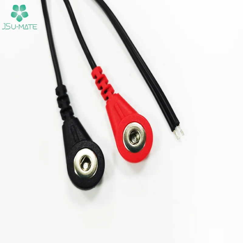 Custom Flat ECG EEG Medical Electrodes Cable EMS Lead Wire Tens Cable Snap To Open End Electrode Cable
