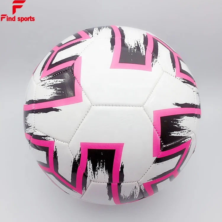 pink black material logo printed light weight soccer ball size 5  BSCI factory