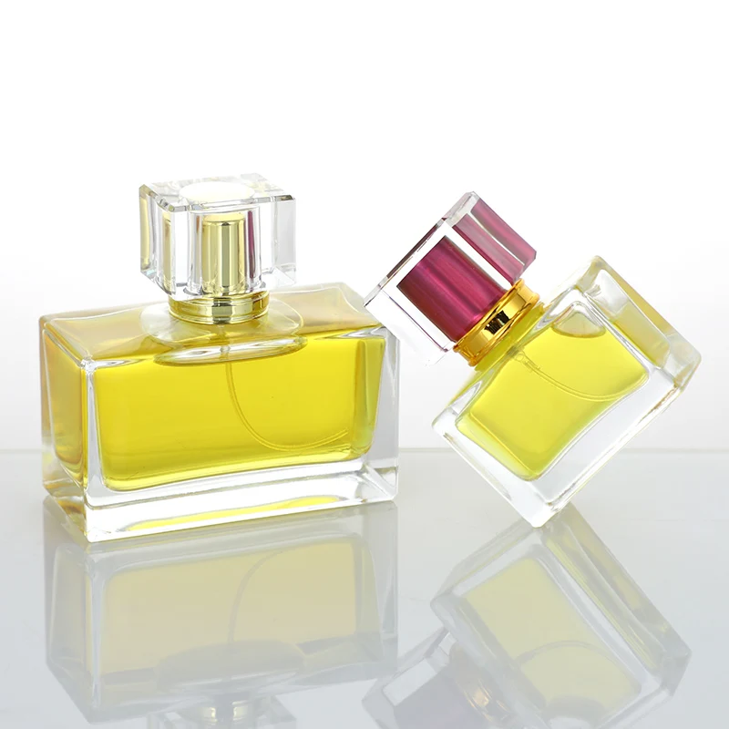 Fast Delivery 30ml 50ml 100ml Clear Refillable Vintage Empty Perfume Rectangular Glass Perfume Bottle with Pump