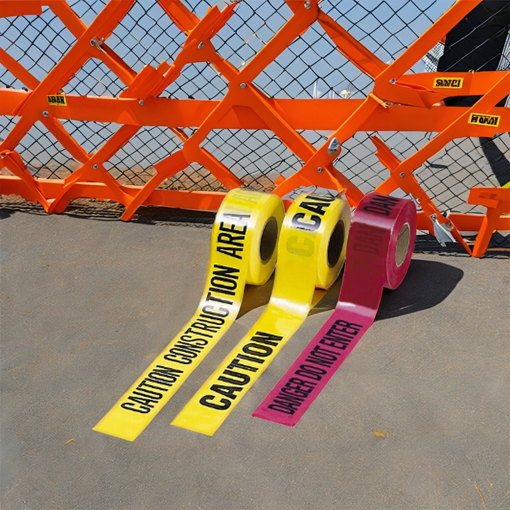 Yellow and Black Caution Tape Non-Adhesive Detectable Traffic Warning Barrier Tape Made of PE Material