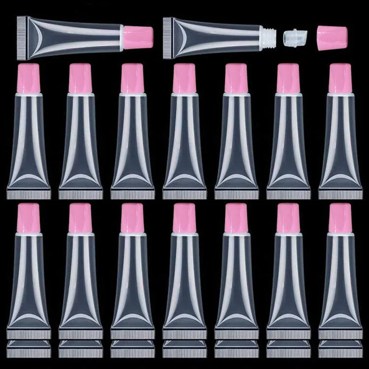 OMG 10ml 15ml lip gloss plastic squeeze tubes container wholesale empty clear pink cover lipgloss tube 10 15 ml for cosmetics