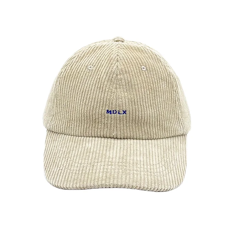 OEM&ODM Corduroy Beige 6 Panel Winter Adjustable Custom Vintage Embroidery Corduroy Baseball Caps Hats