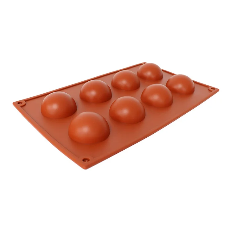 OEM Bulk Bakeware 8 Trays Mini Semi Half Sphere Shape Food Grade Silicone Cake Baking Molds for Chocolate Candy and Gummy Cake