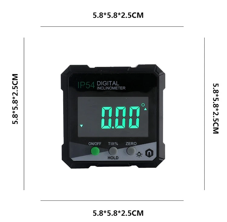 Four side magnetic 4*90 degree display LCD tilt box Angle meter Inclinometer Small Magnetic Gauge Angle Meter Digital Protractor